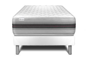 Ensemble Matelas Sommier 90x190 cm - Sommier Blanc (déjà monté) - Vitalmemo Back