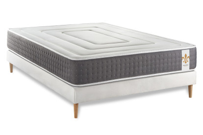 Ensemble Matelas Sommier 200x200 cm - Sommier Blanc (en kit) - Vingt-Six
