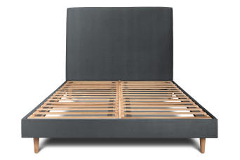 Lit 140x190 cm avec Tête de lit tapissée - Tissu Velours