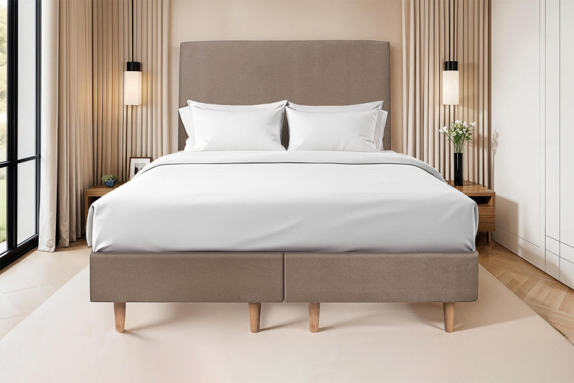 Lit 2x80x200 cm avec Tête de lit tapissée - Tissu Velours
