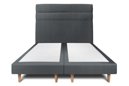 Lit 2x 90x200 cm - Sommier tapissier H29 cm + tête de lit à lignes - Tissu Velours Gris Anthracite