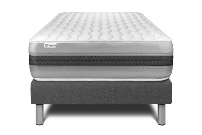 Ensemble Matelas Sommier 90x200 cm - Sommier Gris (en kit) - Vitalspring Recover