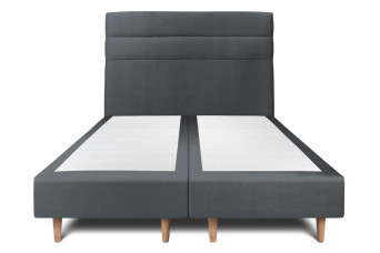 Lit 2x90x200 cm avec Tête de lit à lignes - Tissu Velours