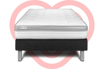 Ensemble Matelas Sommier 90x200 cm - Sommier Noir (en kit) - Vital Relax