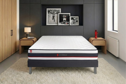 Ensemble Matelas Sommier 140x200 cm - Sommier Noir (déjà monté) - Form
