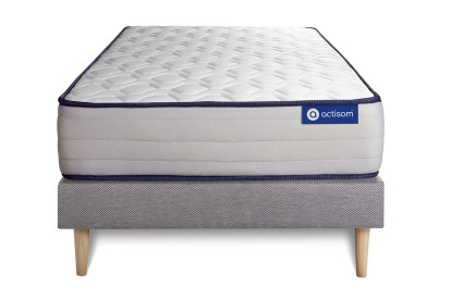 Ensemble Matelas Sommier 90x200 cm - Sommier Gris (en kit) - Actilatex Form
