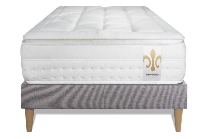 Ensemble Matelas Sommier 90x190 cm - Sommier Gris (déjà monté) - Vingt-Huit PLUS