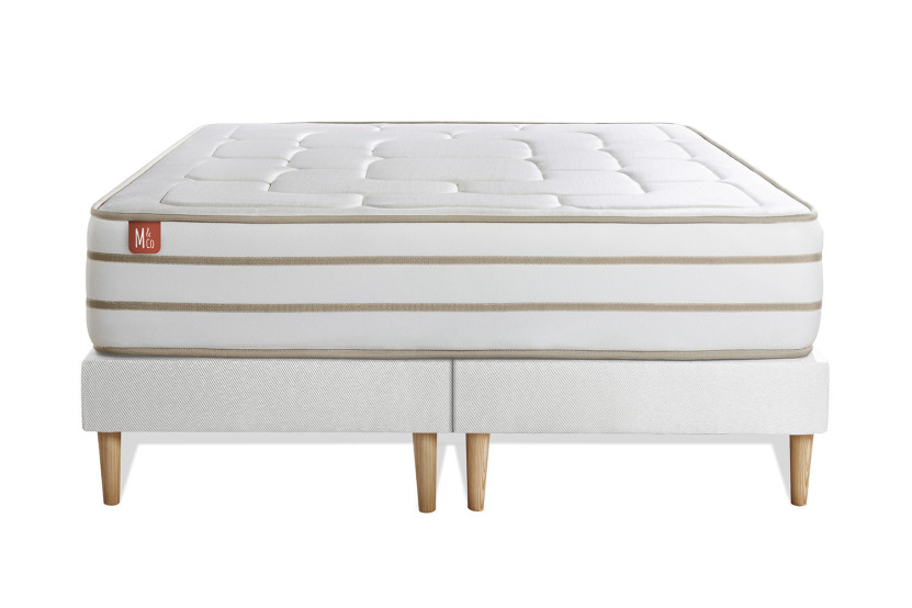 Pack lit complet 200x200 cm - Matelas + 2 Sommiers Blancs + 2 oreillers + Couette - Le Douillet