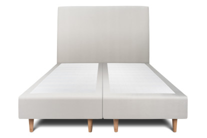 Lit 2x 80x200 cm - Sommier tapissier H35 cm + tête de lit tapissée - Tissu Velours Gris Clair
