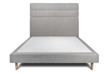 Lit 140x200 cm - Sommier tapissier H29 cm + tête de lit à lignes - Tissu Bouclette Gris