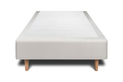 Lit 90x200 cm - Sommier tapissier H35 cm + tête de lit tapissée - Tissu Velours Gris Clair