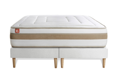 Ensemble Matelas Sommier 160x200 cm - 2 Sommiers Blanc - Le Raffiné