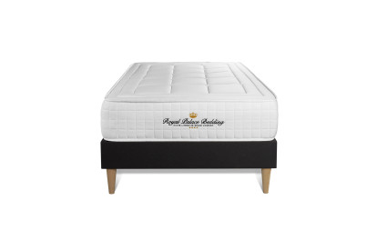 Ensemble Matelas Sommier 90x200 cm - Sommier Noir (déjà monté) - Balmoral