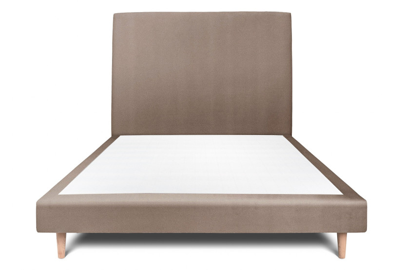 Lit 140x190 cm avec Tête de lit tapissée - Tissu Velours