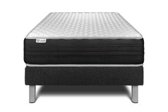 Ensemble Matelas Sommier 90x190 cm - Sommier Noir (déjà monté) - Vitalmemo One