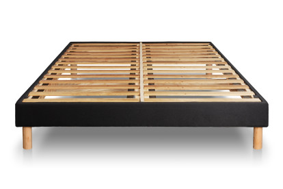 Pack lit complet 200x200 cm - Matelas + Sommier Noir (en kit) + 2 oreillers + Couette - Suite