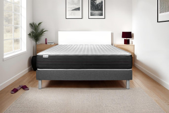 Ensemble Matelas Sommier 140x190 cm - Sommier Gris (déjà monté) - Vitalmemo One