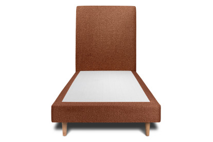 Lit 90x200 cm - Sommier tapissier H29 cm + tête de lit tapissée - Tissu Bouclette Terracotta