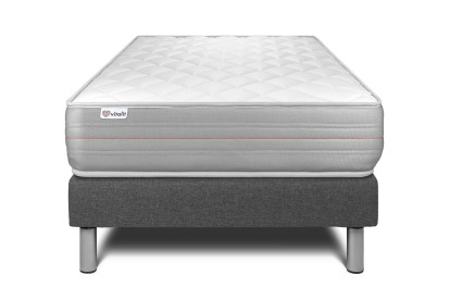 Ensemble Matelas Sommier 90x200 cm - Sommier Gris (en kit) - Vitalmemo