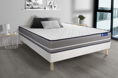 Ensemble Matelas Sommier 90x190 cm - Sommier Blanc (en kit) - Actilatex Pur
