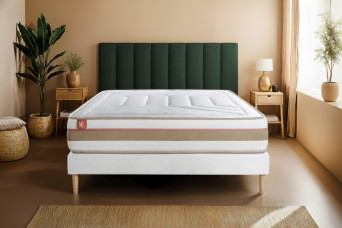 Pack lit complet 160x200 cm - Matelas + Sommier Blanc + 2 oreillers + Couette - Le Tendre
