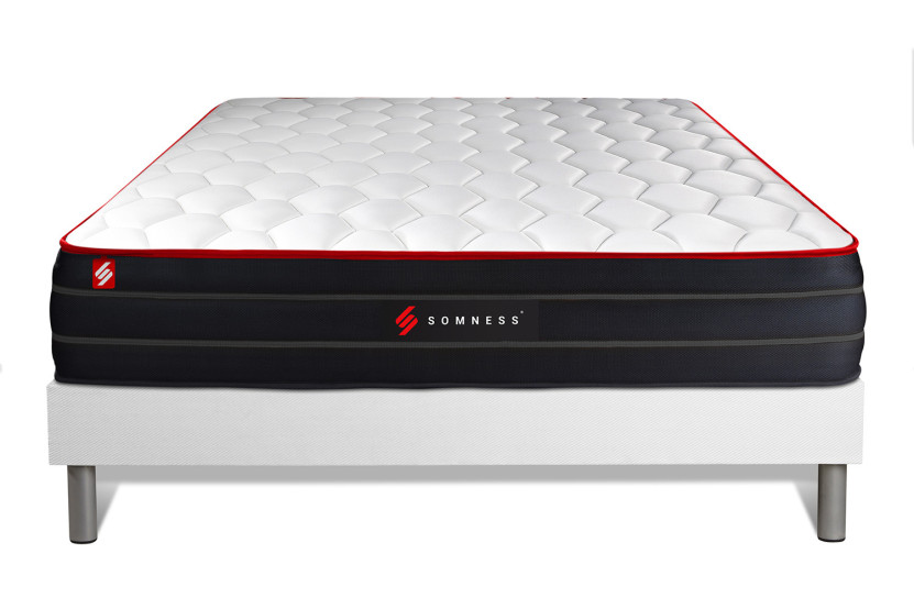 Ensemble Matelas Sommier 140x190 cm - Sommier Blanc (déjà monté) - Boost