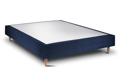 Lit 160x200 cm - Sommier tapissier H35 cm + tête de lit tapissée - Tissu Velours Bleu Océan