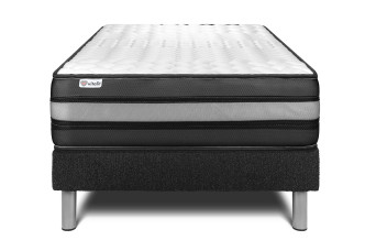 Ensemble Matelas Sommier 90x190 cm - Sommier Noir (déjà monté) - Vital Power Zen