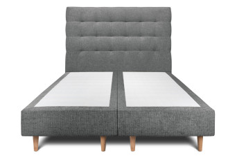 Lit 2x100x200 cm avec Tête de lit capitonnée - Tissu Toile natté