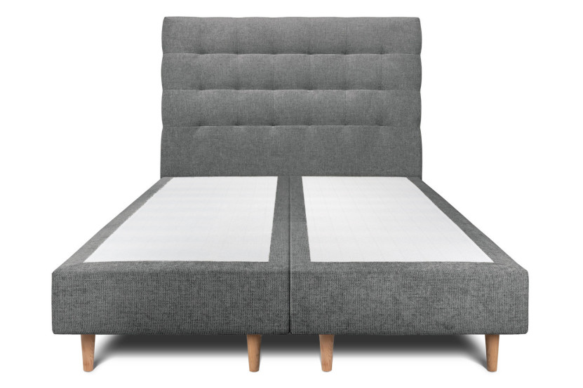 Lit 2x100x200 cm avec Tête de lit capitonnée - Tissu Toile natté