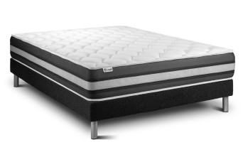 Ensemble Matelas Sommier 140x200 cm - Sommier Noir (déjà monté) - Vitalspring Zen