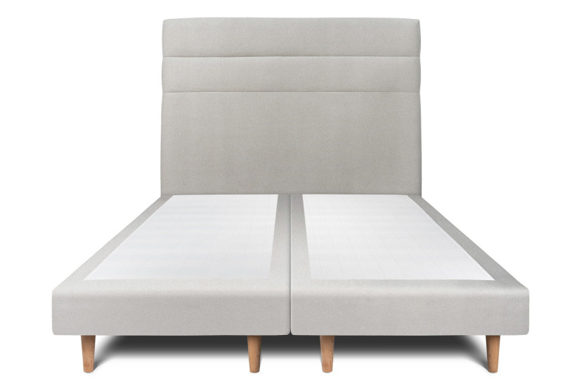 Lit 2x100x200 cm avec Tête de lit à lignes - Tissu Velours
