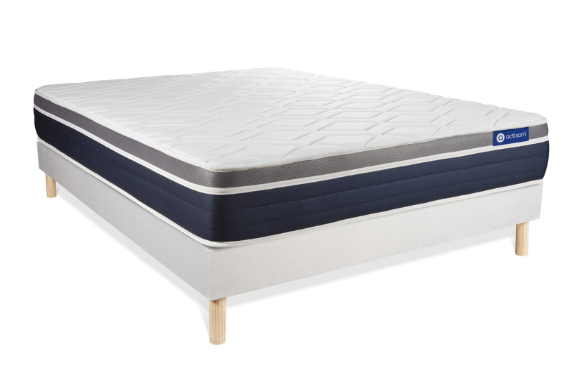 Ensemble Matelas Sommier 120x200 cm - Sommier Blanc (en kit) - Actiflex Confort