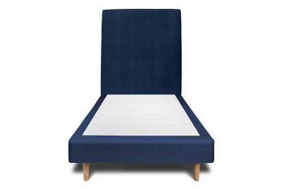 Lit 90x190 cm - Sommier tapissier H29 cm + tête de lit tapissée - Tissu Velours Bleu Océan