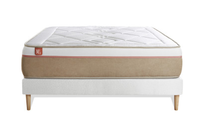 Ensemble Matelas Sommier 140x200 cm - Sommier Blanc (déjà monté) - Le Soyeux