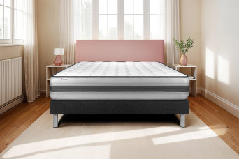 Ensemble Matelas Sommier 140x190 cm - Sommier Noir (déjà monté) - Vitalpower Recover