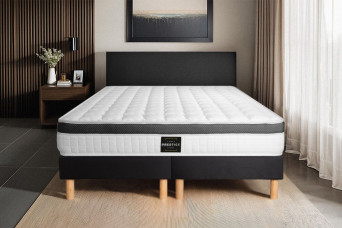 Ensemble Matelas Sommier 200x200 cm - 2 Sommiers Noirs (déjà monté) - Supérieur