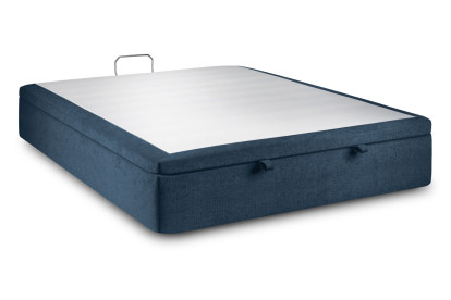 Sommier Coffre 200x200 cm - Toile nattée  - Bleu océan