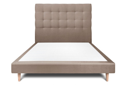 Lit 150x200 cm - Sommier tapissier H29 cm + tête de lit capitonnée - Tissu Velours Taupe