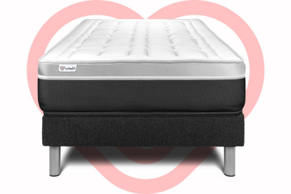 Ensemble Matelas Sommier 90x200 cm - Sommier Noir (en kit) - Vital Soft