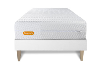 Ensemble Matelas Sommier 90x200 cm - Sommier Blanc (en kit) - Memo Bio