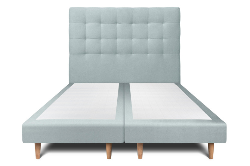 Lit 2x80x200 cm avec Tête de lit capitonnée - Tissu Velours