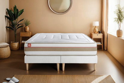 Ensemble Matelas Sommier 200x200 cm - 2 Sommiers Blanc - Le Tendre