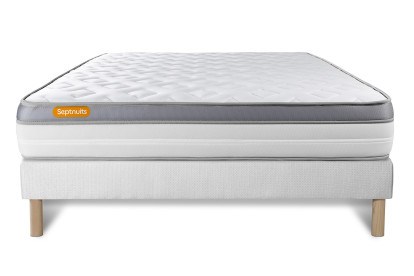 Ensemble Matelas Sommier 160x200 cm - Sommier Blanc (déjà monté) - Memo Zen