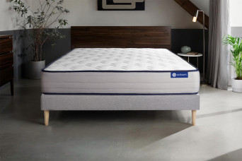Ensemble Matelas Sommier 160x200 cm - Sommier Gris (en kit) - Actilatex Form