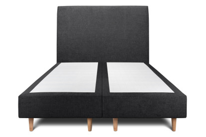 Lit 2x 90x200 cm - Sommier tapissier H35 cm + tête de lit tapissée - Tissu Toile natté Noir