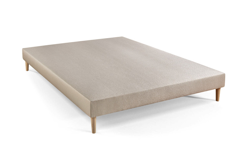 Pack lit complet 140x200 cm - Matelas + Sommier Beige + 2 oreillers + Couette - Le Tendre