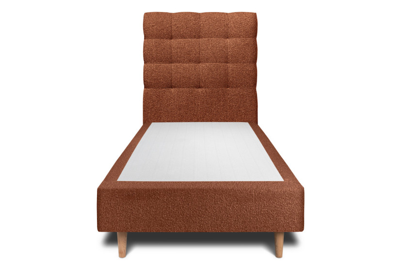 Lit 90x190 cm avec Tête de lit capitonnée - Tissu Bouclette