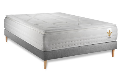Ensemble Matelas Sommier 140x200 cm - Sommier Gris (déjà monté) - Vingt-Huit PLUS