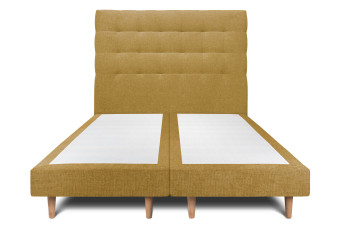Lit 2x80x200 cm avec Tête de lit capitonnée - Tissu Toile natté